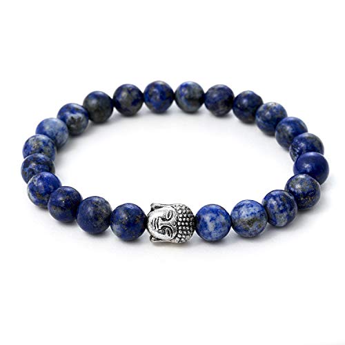 Pulsera de lapislázuli con cuentas de piedra natural y cuenta de cabeza de Buda - BERGERLIN Feel Goods