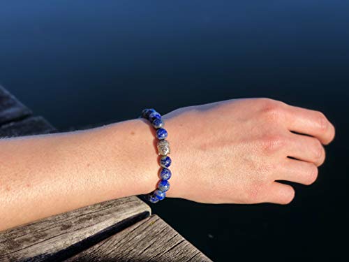 Pulsera de lapislázuli con cuentas de piedra natural y cuenta de cabeza de Buda - BERGERLIN Feel Goods