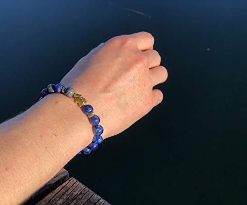 Pulsera de lapislázuli elefante con cuentas de piedra natural y reflejos de cristal - BERGERLIN Feel Goods
