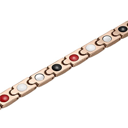 Pulsera magnética de acero inoxidable para mujer, 4 elementos, oro rosa, para aliviar el dolor de artritis