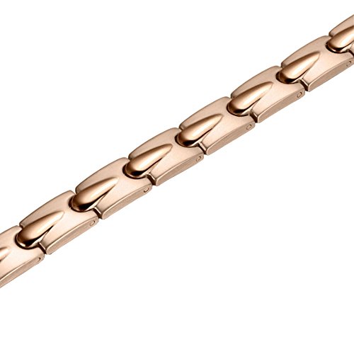 Pulsera magnética de acero inoxidable para mujer, 4 elementos, oro rosa, para aliviar el dolor de artritis