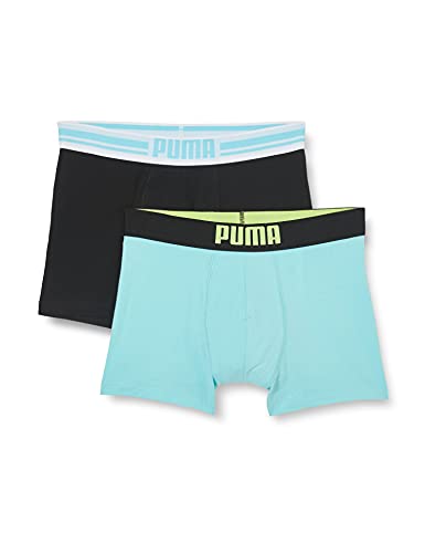 PUMA Placed Logo Boxer 2P Ropa Interior, Blue/Black, L para Hombre