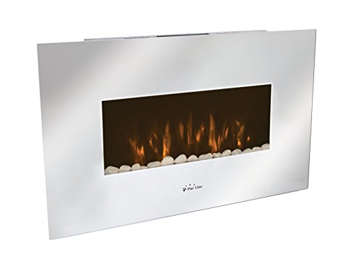 Pur line CHE-450 - Chimenea eléctrica con frontal de espejo y calefacción, 2000 W, Plateado