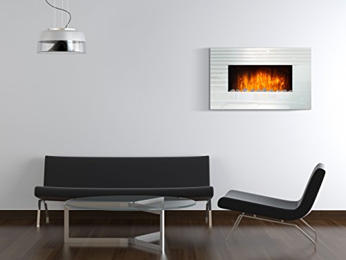 Pur line CHE-450 - Chimenea eléctrica con frontal de espejo y calefacción, 2000 W, Plateado