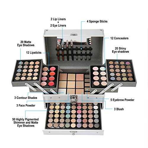 Pure Vie® 132 Colores Sombra De Ojos Corrector Rubor y Brillo de Labios Paleta de Maquillaje Cosmética - Perfecto para Sso Profesional y Diario