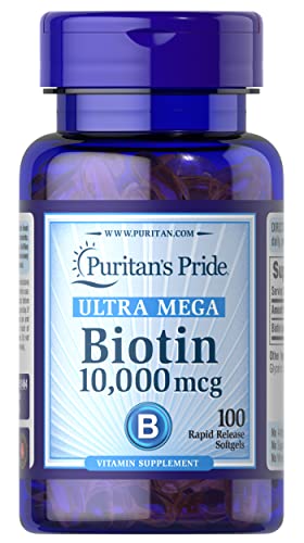 Puritans Pride Ultra Mega Biotin 10,000mcg 100 Rapid Release Soft Gels