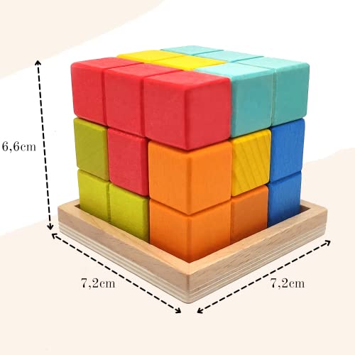 Puzzle Tetris De Bloques De Madera | Rompecabezas Educativos para Niños Y Niñas | Juguetes Infantiles De Construcción para Regalo De Cumpleaños Y Navidades
