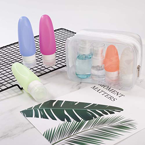 PVC Bolsa de Maquillaje 5 Piezas Transparente Bolsa de Aseo Portátil Cosméticos Organizador Impermeable para Vacación Baño y Viajes 16.5 x 5 x 11.5 cm Blanco
