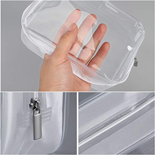 PVC Bolsa de Maquillaje 5 Piezas Transparente Bolsa de Aseo Portátil Cosméticos Organizador Impermeable para Vacación Baño y Viajes 16.5 x 5 x 11.5 cm Blanco