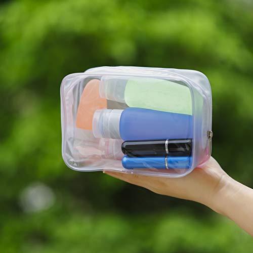 PVC Bolsa de Maquillaje 5 Piezas Transparente Bolsa de Aseo Portátil Cosméticos Organizador Impermeable para Vacación Baño y Viajes 16.5 x 5 x 11.5 cm Blanco