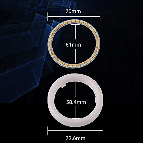 Qasim 1 par de LED Angel Eyes 70MM Ojos de Ángel Motocicleta Coche Halo Anillos 4014 84SMD Blanco + Ámbar Switchback para DRL Faro Luz Antiniebla Diurna DC12V