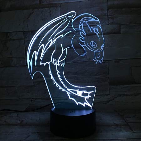 QAZEDC Luz nocturna 3D Cómo entrenar a tu dragón Luz nocturna LED 3D Ilusión USB Sensor táctil   W Niño Niños Regalo Noche Furia Lámpara de mesa Decoración de escritorio(Envío gratis)
