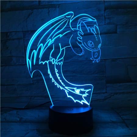 QAZEDC Luz nocturna 3D Cómo entrenar a tu dragón Luz nocturna LED 3D Ilusión USB Sensor táctil   W Niño Niños Regalo Noche Furia Lámpara de mesa Decoración de escritorio(Envío gratis)