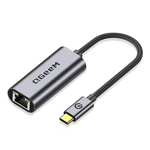 QGeeM Adaptador de USB C a Ethernet, RJ45 a USB C Tipo C Gigabit Ethernet, Adaptador de Red Thunderbolt 3 a RJ45 LAN Compatible con MacBook Pro 2020/2019/2018/2017, MacBook Air, DELL XPS