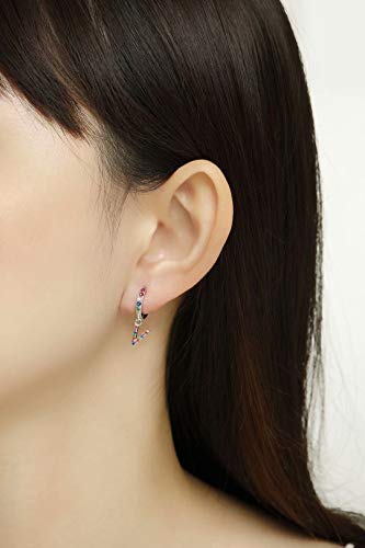 Qings Pendientes Colgantes Iniciales V, Aretes Aro Plata Pendientes Letras Pendientes Nombre Regalos de Cumpleaños Dama Niñas Mujer