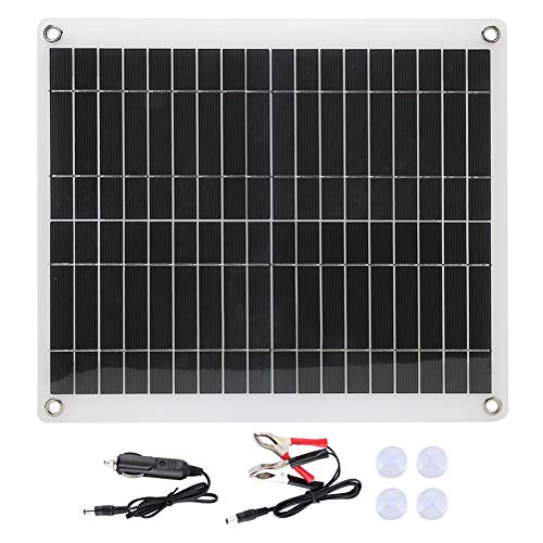 Qinlorgon 【Venta del día de la Madre】 Tablero de Carga Solar, Panel Solar, Salida Dual 16.6x14.6 Pulgadas policristalino 25W 18V para Viajes al Aire Libre