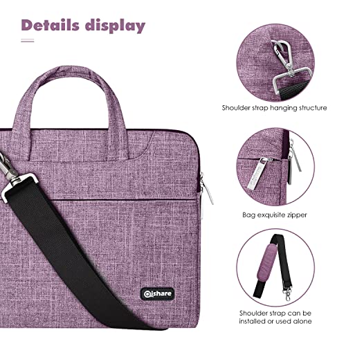 Qishare 15.6 16 Pulgadas Multifuncional portátil Hombro Bolsa maletín portátil de Ordenador portátil Caso Portador de la Ordenador portátil Messenger Caso(15.6 16 Pulgadas, Líneas púrpuras)