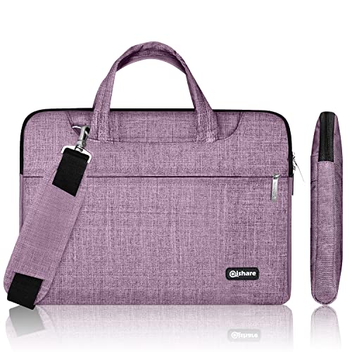 Qishare 15.6 16 Pulgadas Multifuncional portátil Hombro Bolsa maletín portátil de Ordenador portátil Caso Portador de la Ordenador portátil Messenger Caso(15.6 16 Pulgadas, Líneas púrpuras)