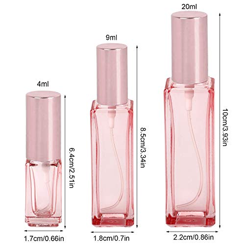 QSDGFH 5 botellas de perfume recargables, atomizador de vidrio transparente reutilizable, botellas vacías con embudo, recipiente líquido para aceites esenciales