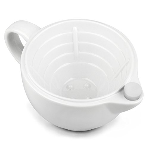 QSHAVE Taza de Afeitar , Cuenco de espuma de afeitar - Mantener la espuma siempre caliente - Taza de cerámica grande hecha a mano de la taza de gran tamaño (Blanco)