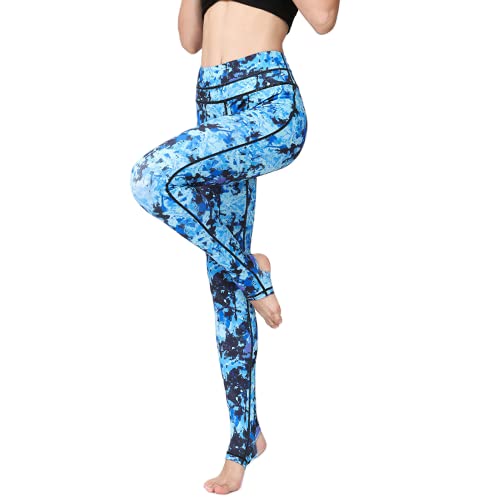 QTJY Color Flores Fitness Yoga Pantalones Damas Moda Estiramiento Deportes Yoga Pantalones al Aire Libre Correr Fitness Yoga Pantalones G S