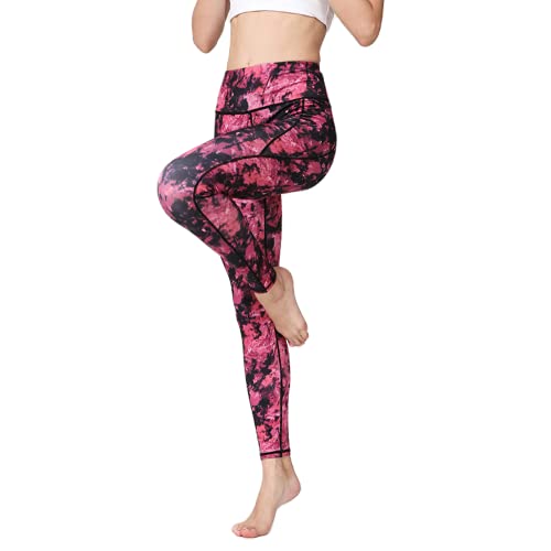 QTJY Color Flores Fitness Yoga Pantalones Damas Moda Estiramiento Deportes Yoga Pantalones al Aire Libre Correr Fitness Yoga Pantalones G S