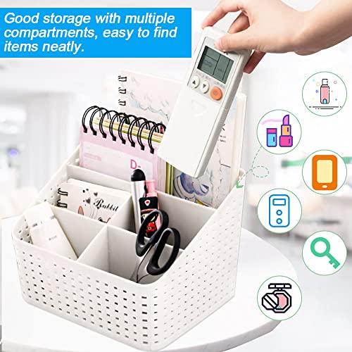 QUCUMER Caja Organizadora Maquillaje Cestas Almacenaje Plástico Cajas Blancas Organizador de Mesa o Escritorio 5 Compartimento para Casa Oficina para Guardar Maquillaje/Cosméticos/Material Escolar