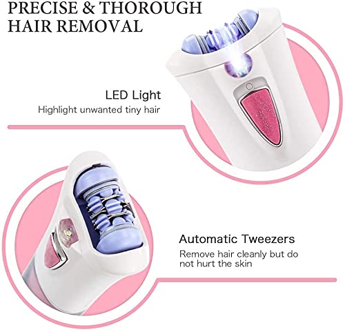 Queenmew Depiladora Electrica Afeitadora Eléctrica Con Luz, Maquina Depiladora Facial Mujer De Bikini Inalámbrico, Removedor De Vello Facial Para Mujeres
