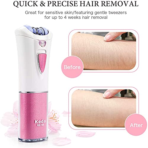Queenmew Depiladora Electrica Afeitadora Eléctrica Con Luz, Maquina Depiladora Facial Mujer De Bikini Inalámbrico, Removedor De Vello Facial Para Mujeres