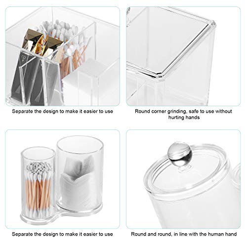 QUEENTAS Multi-Functional Storage Box Acrylic Makeup Organizer 4 Compartment with Lid for Home Office