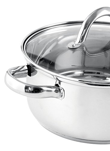 Quid Ottawa - Batería de cocina de 8 piezas, con tapas de vidrio, acero inoxidable