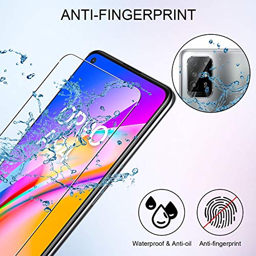 QULLOO para OPPO A94 5G Protector de Pantalla + Protector de Lente de cámara[2 Piezas + 2 Piezas],9H Dureza Vidrio Templado Sin Burbujas Film Cristal Templado