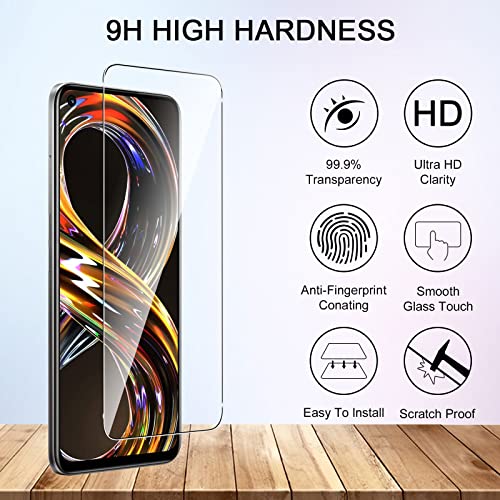 QULLOO para Realme 8i Protector de Pantalla + Protector de Lente de cámara[2 Piezas + 2 Piezas],9H Dureza Vidrio Templado [Sin Burbujas] Film Cristal Templado