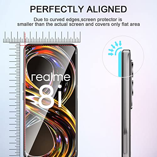 QULLOO para Realme 8i Protector de Pantalla + Protector de Lente de cámara[2 Piezas + 2 Piezas],9H Dureza Vidrio Templado [Sin Burbujas] Film Cristal Templado