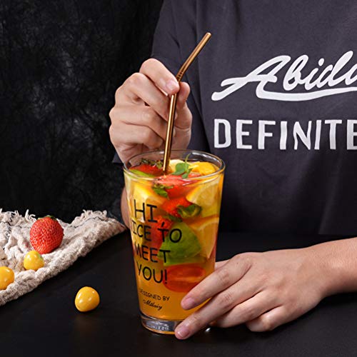 QUPLMGE 12 Pajitas de Acero Inoxidable Doradas, Pajitas de Beber Reutilizables, pajitas de Metal Adecuadas para Fiesta Navidad Vino Bebida fría con 3 Cepillos y 1 Bolsa de Franela