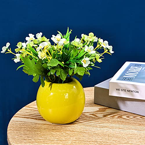 Qyjhska Plantas Artificiales Decorativas Macetas,Plantas de Flores Artificiales,Flores Artificiales Decoracion, para Decoración Estantería Casa Oficina Cafetería Ventana (crisantemo)