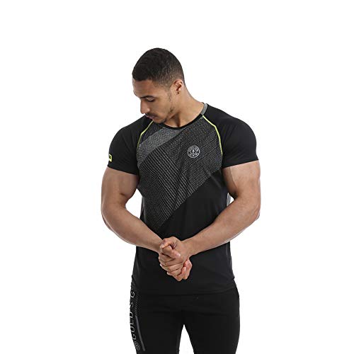 Raglán de Oro Gimnasio Rendimiento de la Manga de la Camiseta - Negro/Gris, Medio