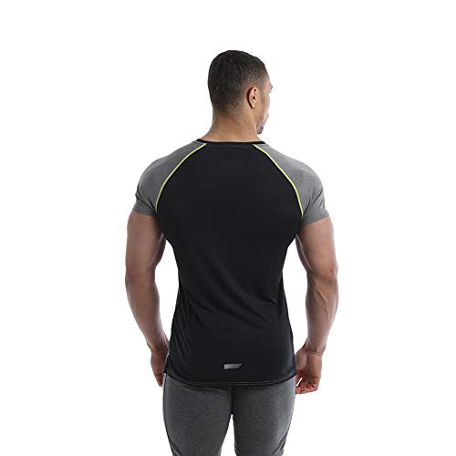 Raglán de Oro Gimnasio Rendimiento de la Manga de la Camiseta - Negro/Gris, Medio