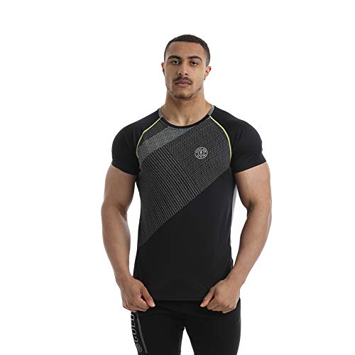 Raglán de Oro Gimnasio Rendimiento de la Manga de la Camiseta - Negro/Gris, Medio