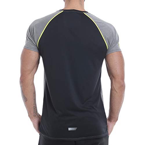 Raglán de Oro Gimnasio Rendimiento de la Manga de la Camiseta - Negro/Gris, Medio