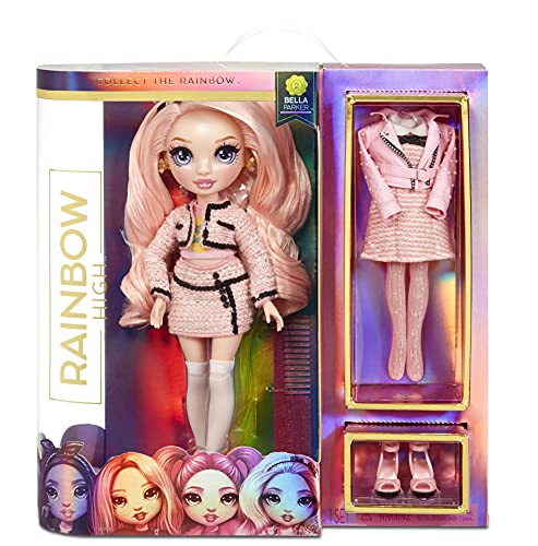 Rainbow High Muñecas de Moda Coleccionables - Ropa de Diseñador, Accesorios y Soporte - 2 Atuendos para Combinar - Juguetes para Niñas de 6 a 12 Años - Bella Parker, Rosa - Rainbow High Serie 2