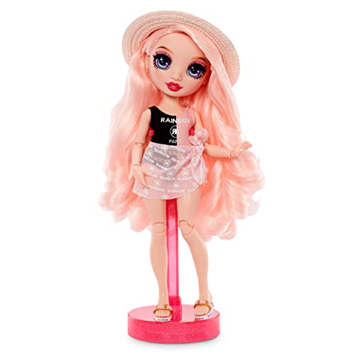 RAINBOW HIGH Pacific Coast-Bella Parker Moda Rosa con Vestido, piernas Intercambiables y Soporte para muñeca-Incluye Toalla, Bolso y más-Edad: 6+ años, Color (MGA Entertainment 578352EUC)