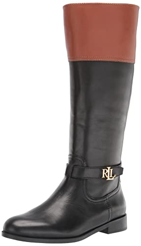 Ralph by Ralph Lauren Baylee, Botas a la Altura de Rodilla Mujer, Black Deep Sillín Tan, 40 EU