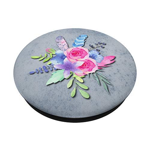 Ramo floral de acuarela con flores plumas y bayas PopSockets PopGrip Intercambiable
