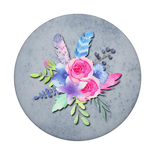 Ramo floral de acuarela con flores plumas y bayas PopSockets PopGrip Intercambiable