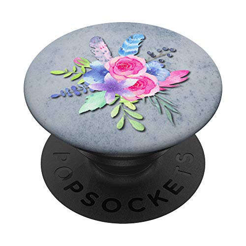 Ramo floral de acuarela con flores plumas y bayas PopSockets PopGrip Intercambiable