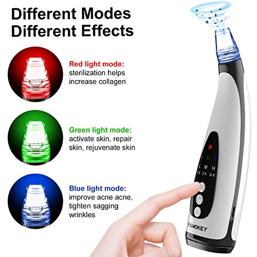 RaMoKey Limpiador De Poros Eliminador de Espinillas Succionador de Puntos Negros y Espinillas Puntos Negros Limpiador, limpiador facial USB Blackhead Remover con 6 Pulidores Faciales