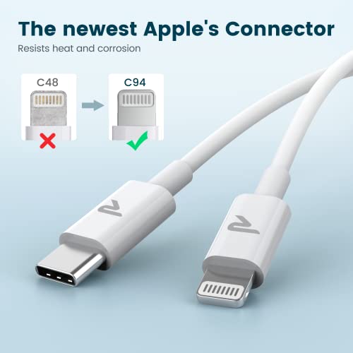 RAMPOW Cable USB C a Lightning [Apple MFi Certificado] Cable iPhone 13 Carga rápida Power Delivery 20W 3A, para iPhone 13/13 Pro/13 mini/12/12 Pro/12 Mini/12 Pro MAX/11/X/XS/XR, iPad Air 3-1M