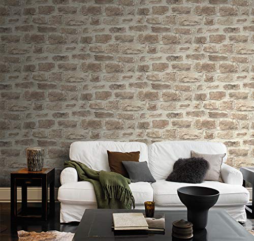 Rasch Papel pintado 860610 de la colección b.b home passion VI, papel pintado no tejido efecto piedra rústica, 10,05 m x 53 cm
