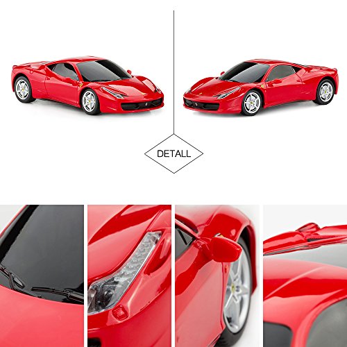 RASTAR Coche teledirigido Ferrari, 1:24 Ferrari 458 Italia teledirigido, juguete rojo Ferrari